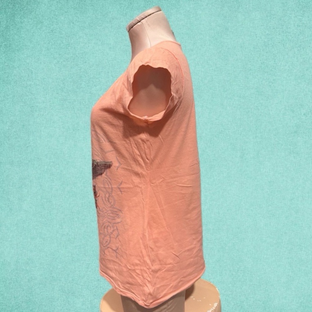 Peach Y2K crown rose and tribal design Graphic Women Top - Picture 4 of 7